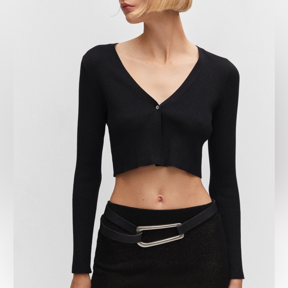 MANGO | Cropped Cardigan with button